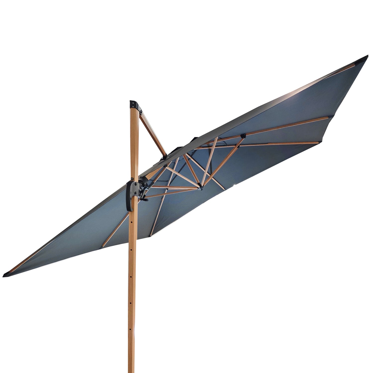 VESTIAMO CASA GIARDINO - Ombrellone da giardino Rettangolare struttura in alluminio Effetto Legno Tessuto Grigio 3x4 metri